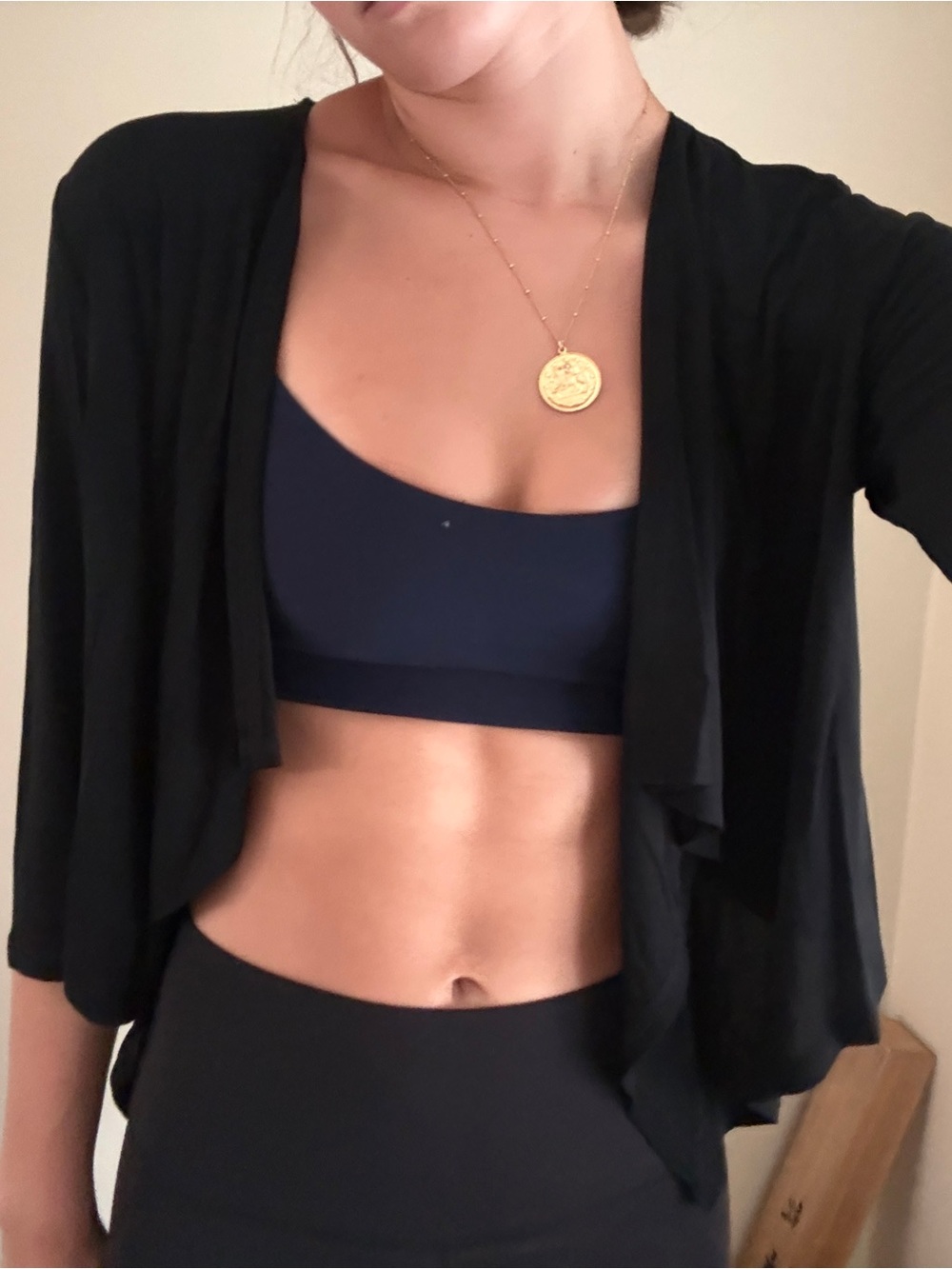 Black Draped Open-Front Cardigan - Women's Lightweight Layer